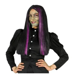 Peluca de Bruja con mechas lilas para Halloween