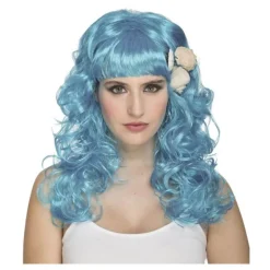 Peluca de Sirenita Azul con conchas marinas