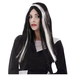 Peluca larga de Bruja Negra y Blanca