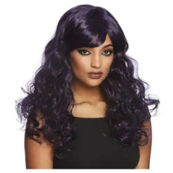 Peluca Rizada Gótica negra y morada