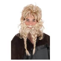 Peluca Y Barba con trenzas de Vikingo