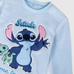 Pijama Largo Coral Fleece Aplicaciones Stitch Niños