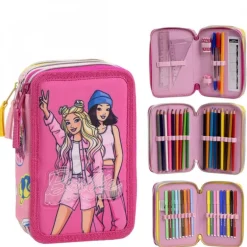 Plumier Giotto Barbie con Accesorios Fucsia 100% Polyester