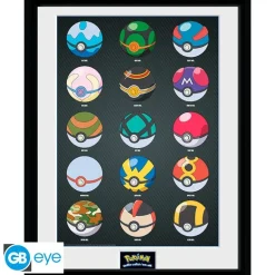 Pokemon Poster Enmarcado Pokeballs 30X40Cm