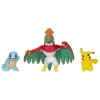 Pokémon Figuras Articuladas Pikachu, Squirtle y Hawlucha 7,5 cm
