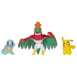 Pokémon Figuras Articuladas Pikachu, Squirtle y Hawlucha 7,5 cm