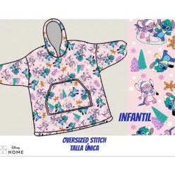Poncho Stitch rosa infantil