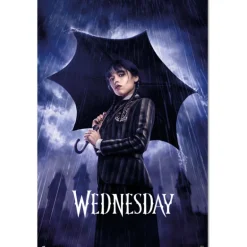 Poster Miércoles Addams con paraguas