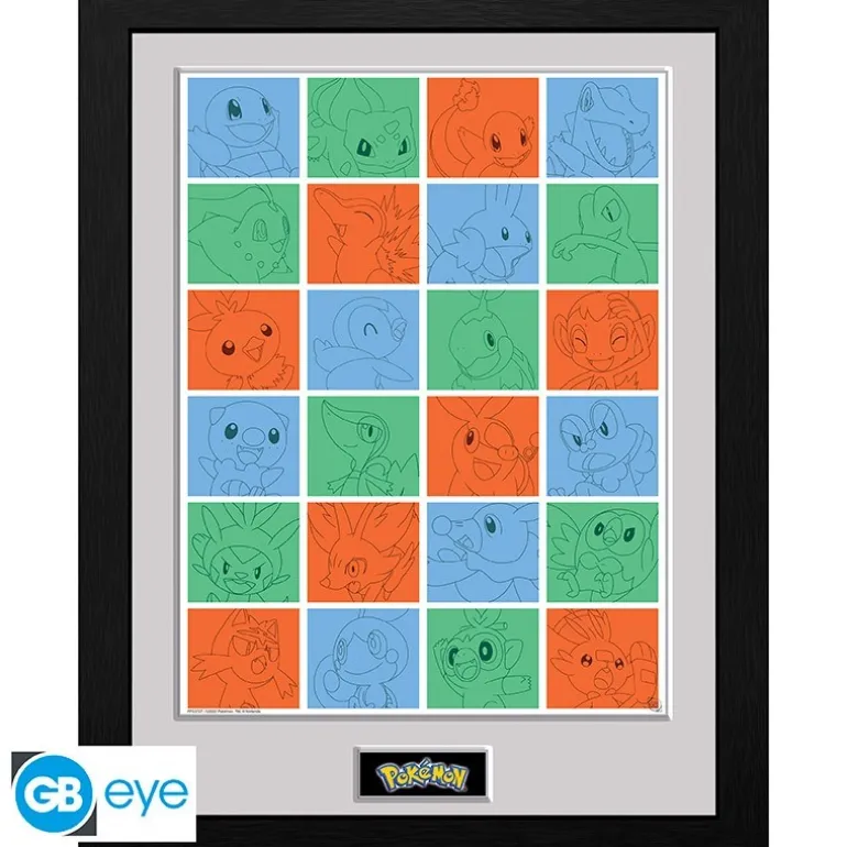 Póster Enmarcado Pokémon First Partner Grid 30x40cm