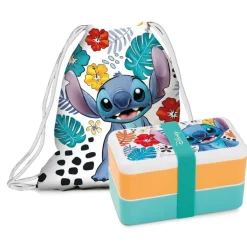 Set 2 Piezas Stitch Azul: Fiambrera + Bolsa EGAN