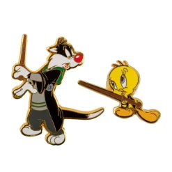 Set 2 pins de Silvestre y Piolín en Hogwarts
