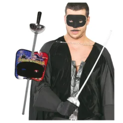 Set antifaz y florete plateado de heroe enmascarado