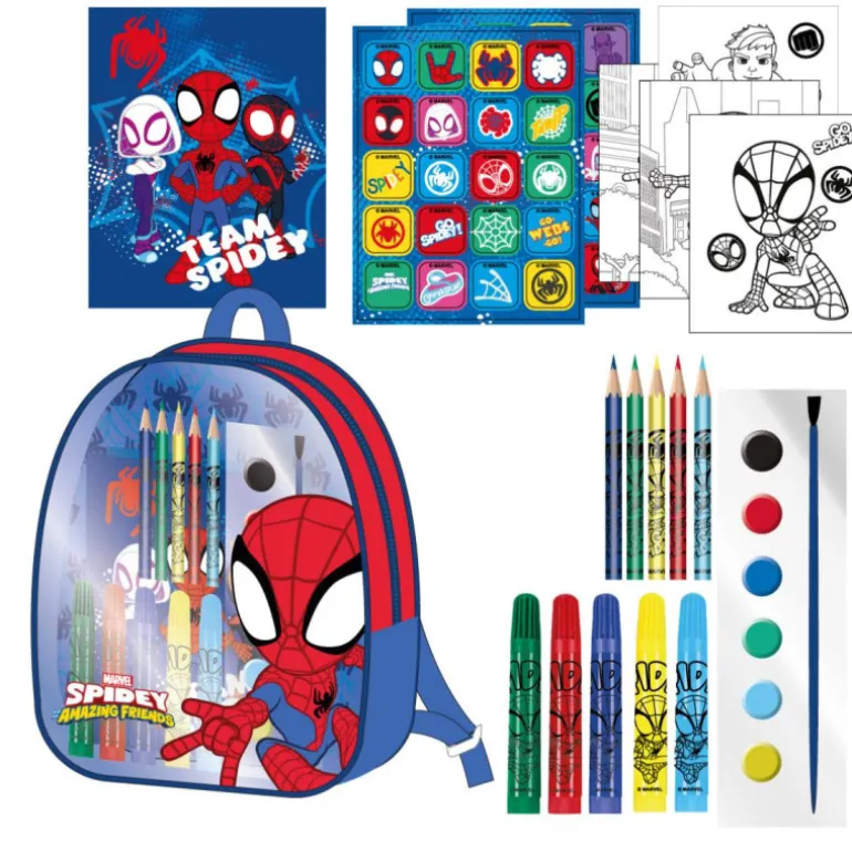 Set de Papelería Coloreable Spidey con Mochila