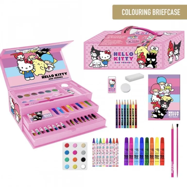 Set de Papelería Coloreable Maletín Hello Kitty Multicomposición - Rosa