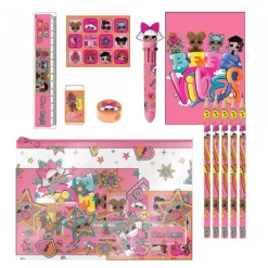 Set de Papelería Escolar LOL con Estuche y Accesorios - Rosa