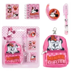 Set de Papelería Minnie Mouse Multicolor con Minimochila