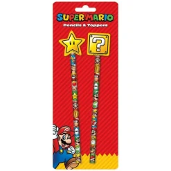 Set de Papelería Super Mario con 2 Lápices y Toppers