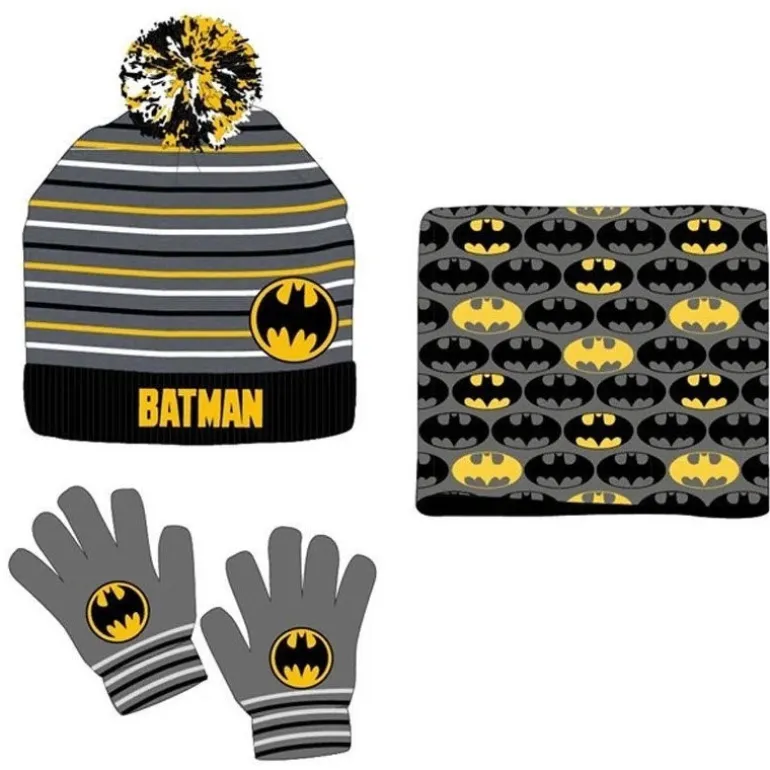 SET GORRO-BRAGA-GUANTES NIÑO BATMAN 52-54
