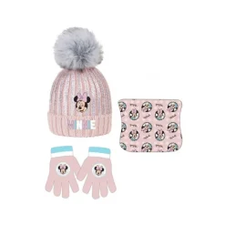 Set Invierno Infantil Minnie Mouse - Gorro, Braga Polar y Guantes | Licencia Oficial Disney