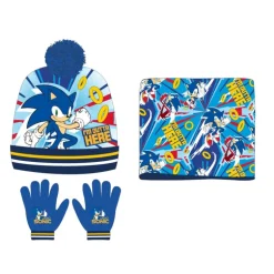 Set Invierno Infantil Sonic - Gorro, Braga Polar y Guantes | Licencia Oficial SEGA