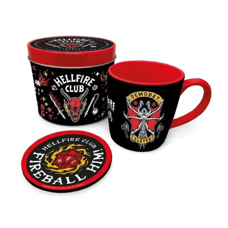 Set lata regalo Hellfire Club Stranger Things taza y posavasos