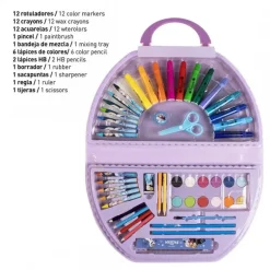 Set Papelería Coloreable 50 Piezas Frozen Multicomposición Lilac