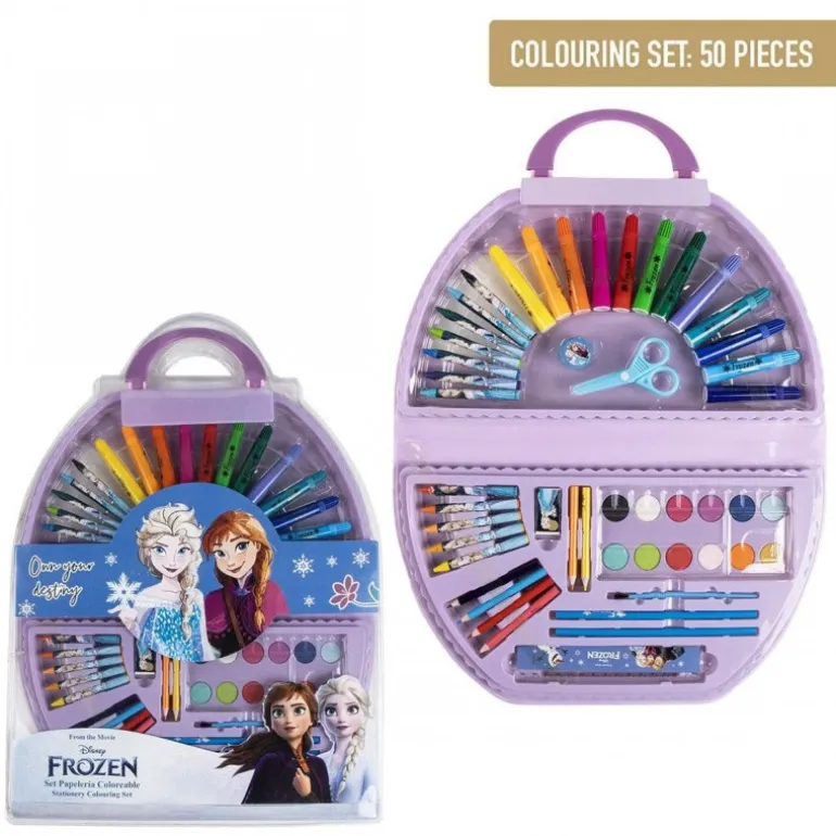 Set Papelería Coloreable 50 Piezas Frozen Multicomposición Lilac