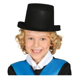 Sombrero Chistera flocado negro para niños