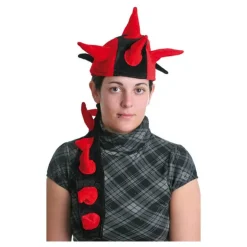 Sombrero con Cuernos y coleta rojo-negro