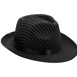 Sombrero de Gánster negro con rayas blancas