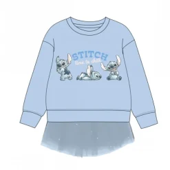 Sudadera Infantil Azul con Tul de Stitch para Niñas 4-10 Años