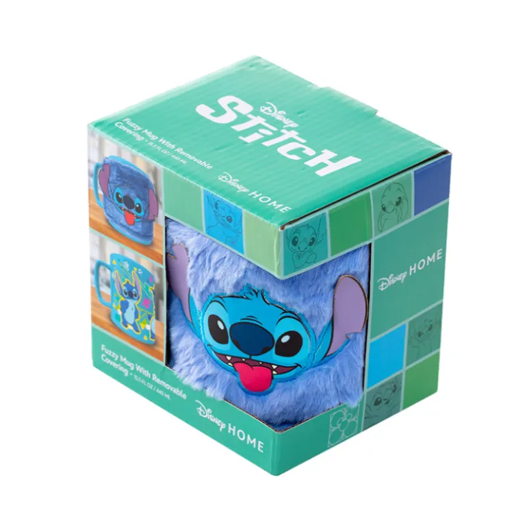 Taza con funda de pelito Stitch 440ml