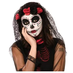 Tocado y Velo Negro del Día de los Muertos