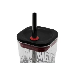 Vaso Acrílico Cube Con Pajita Acero Inox. Marvel