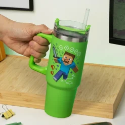 Vaso de Viaje Térmico con Pajita 900ml Minecraft
